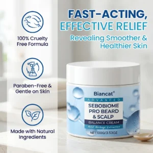 🔥 FLAKE-FREE SKIN IN 7 DAYS Biancat® SeboBiome Pro Beard & Scalp Cream 🌱 Reduces Itch & Flakes — No Greasy Residue!